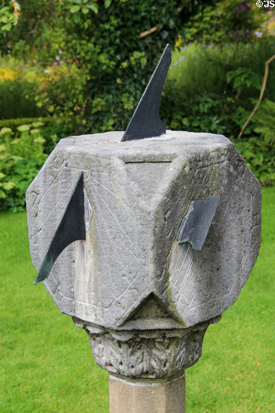 Scottish multifaceted sundial in garden at Broughton House. Kirkcudbright, Scotland.