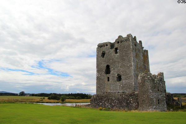 Ruins of tower house at Threave Castle under Historic Scotland (HES). Threave, Scotland.