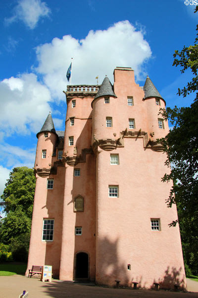 Craigievar Castle (1610-27) seven story tower-house built for defense run as museum by National Trust for Scotland (NTS). Alford, Scotland. Architect: William Forbes.