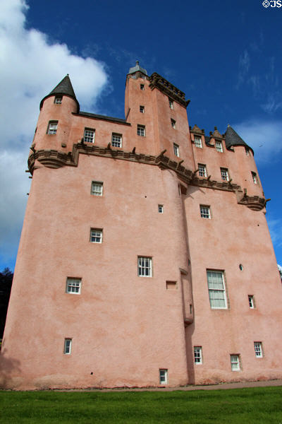 Tower house facade of Craigievar Castle. Alford, Scotland.