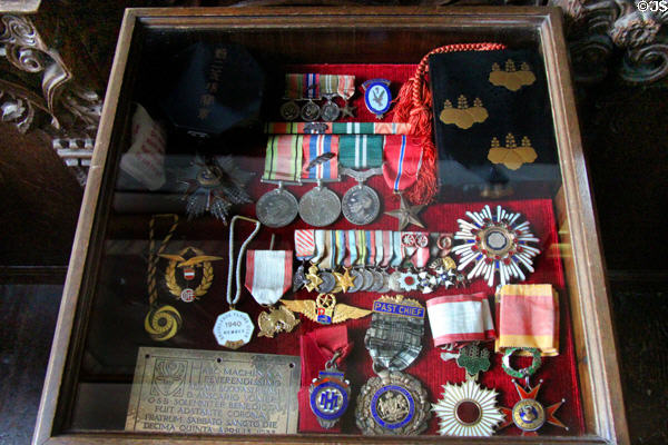 Medals awarded to Lord Sempill between (1914-1930s) at Craigievar Castle. Alford, Scotland.