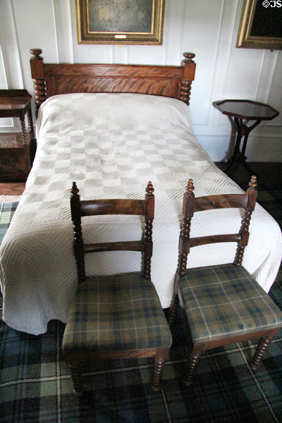 Tartan bedroom at Craigievar Castle. Alford, Scotland.