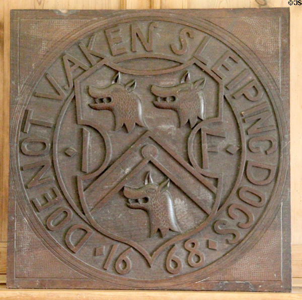 Forbes crest at Craigievar Castle. Alford, Scotland.