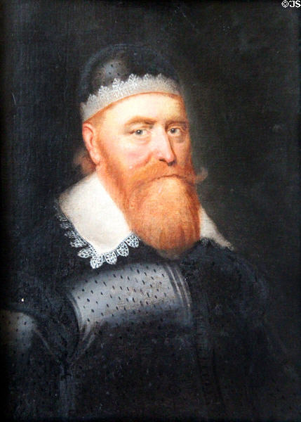 Andrew 1st Lord Fraser of Castle Fraser (c1570-1636) portrait (1633) by circle of George Jamesone at Castle Fraser. Aberdeenshire, Scotland.