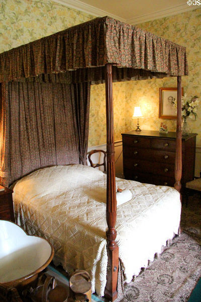 Four-poster bed in Green Room at Castle Fraser. Aberdeenshire, Scotland.