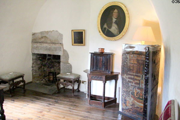 Bailiff's Room (1580s) with furniture from 1600s at Castle Fraser. Aberdeenshire, Scotland.