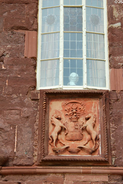 Royal crest over door of Fyvie Castle. Turriff, Scotland.