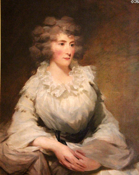 Mrs Charles Gordon, née Christian Forbes of Ballogie, Wife of Charles Gordon of Buthlaw, Lonmay & Cairness portrait (1790) by Henry Raeburn at Fyvie Castle. Turriff, Scotland.
