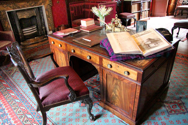 Partners' desk in library at Fyvie Castle. Turriff, Scotland.
