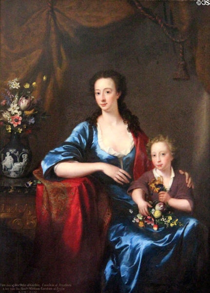 Anne (1713-1791), Countess of Aberdeen, & Her Son, Lord William Gordon of Fyvie (1736-1816) portrait after William Mosman by James Giles at Fyvie Castle. Turriff, Scotland.