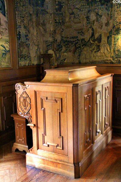 Organ console in Gallery at Fyvie Castle. Turriff, Scotland.