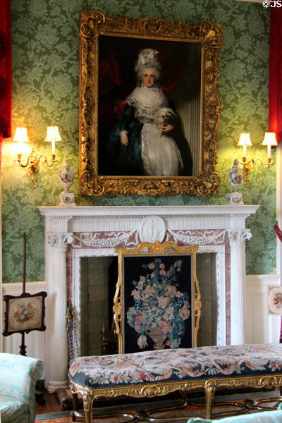 Countess of Oxford, Wife of 4th Earl of Oxford (1728-1804) portrait by Thomas Lawrence over drawing room fireplace at Fyvie Castle. Turriff, Scotland.