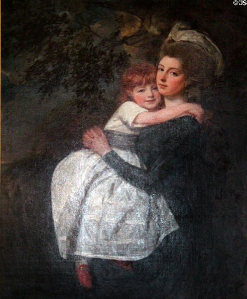 Mrs Stratford Canning, née Mehetebel Patrick (1777-1831), with Her Daughter Elizabeth portrait by George Romney at Fyvie Castle. Turriff, Scotland.