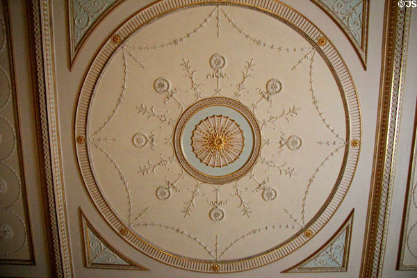 Adamesque ceiling in upstairs hall at Haddo House. Methlick, Scotland.