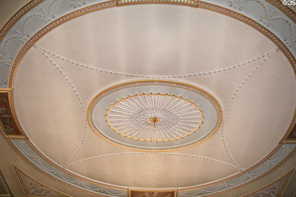 Detail of morning room Adamesque ceiling (1880s) at Haddo House. Methlick, Scotland.