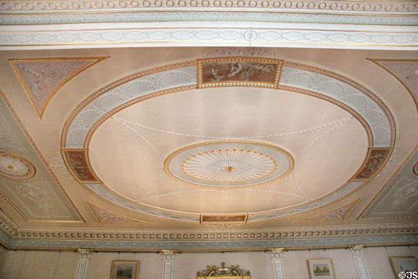 Detail of morning room Adamesque ceiling (1880s) at Haddo House. Methlick, Scotland.