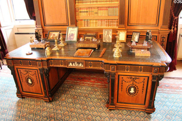 Marquetry desk in library at Haddo House. Methlick, Scotland.