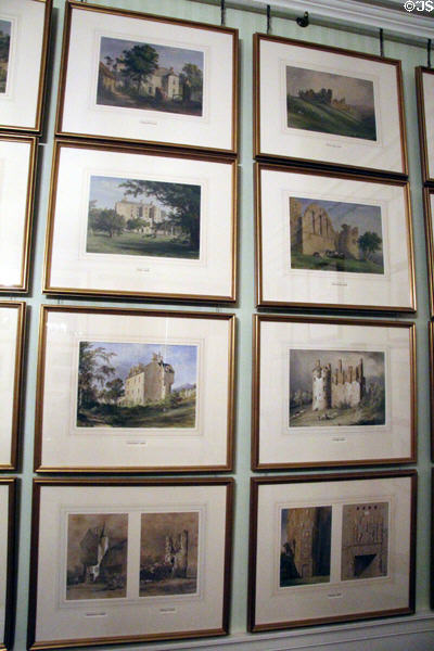 Paintings of castles of Aberdeenshire (prior to 1872) by James Giles at Haddo House. Methlick, Scotland.