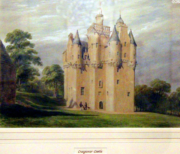 Craigievar Castle painting (c1860s) by James Giles at Haddo House. Methlick, Scotland.