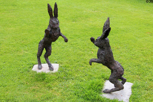 Sculpted art bunnies at Pitmedden Garden. Pitmedden, Scotland.