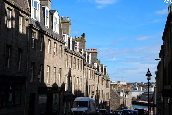 Marischal Street (designed by William Law, 1767) leads from Castlegate to Victoria Docks. Aberdeen, Scotland.