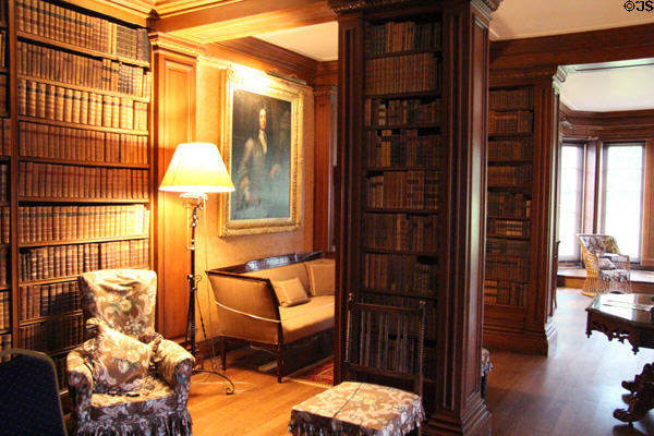 Library with c6500 books collected over centuries at Brodie Castle. Brodie, Scotland.