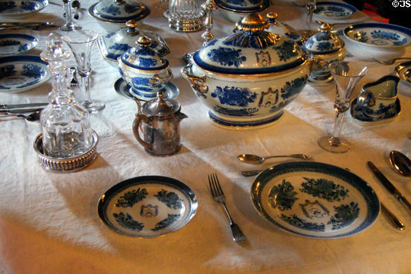 Dining room table setting at Brodie Castle. Brodie, Scotland.