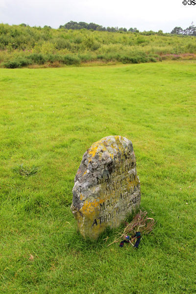 Markers erected to guess positions of Scottish clans at Culloden Battlefield. Culloden Moor, Scotland.