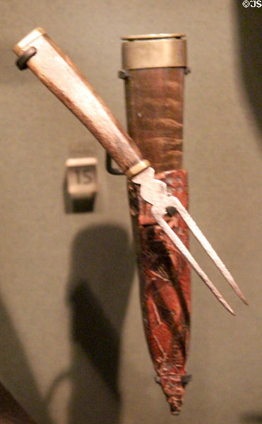 Sgian dhu knife with sheath & fork (c1730-45) at Culloden Moor Visitor Centre. Culloden Moor, Scotland.
