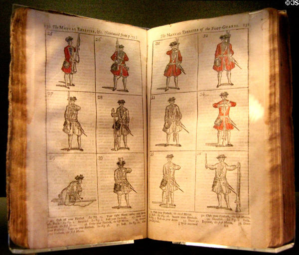 Manual Exercise of the Foot Guards (18thC) provided drills to train volunteer militias at Culloden Moor Visitor Centre. Culloden Moor, Scotland.