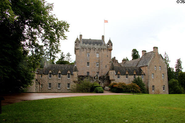 Cawdor Castle expanded around a 15th C tower house is still family-owned but open for tours. Cawdor, Scotland.