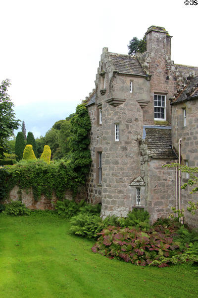 Facade over garden of Cawdor Castle. Cawdor, Scotland.