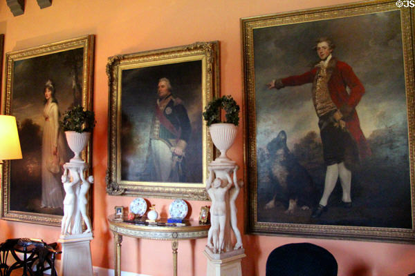 Three portraits in drawing room at Cawdor Castle. Cawdor, Scotland.