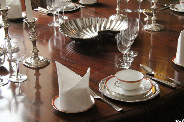 Table setting in dining room at Cawdor Castle. Cawdor, Scotland.