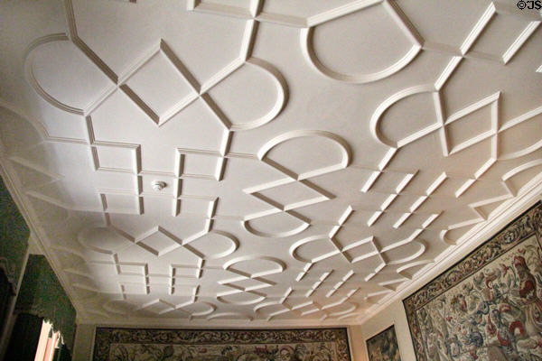 Ceiling design in dining room at Cawdor Castle. Cawdor, Scotland.