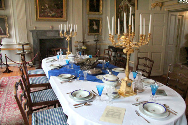 Dining room with silver-gilt candelabras by Paul Storr of London at Duff House. Banff, Scotland.