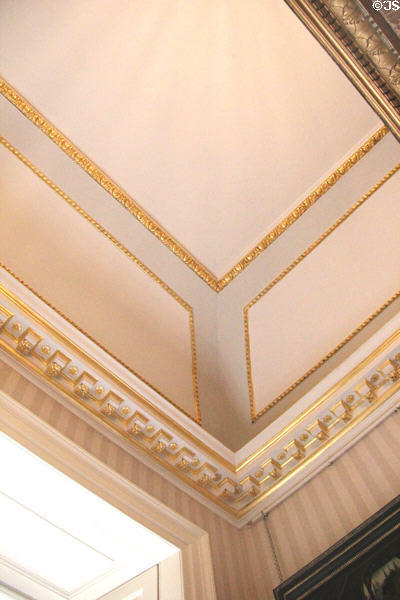 Prince of Wales's bedroom ceiling with Adam touches at Duff House. Banff, Scotland.