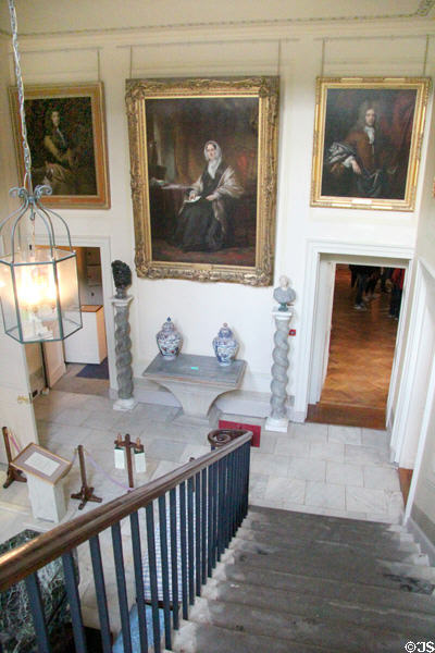 Portraits hung in staircase at Duff House. Banff, Scotland.