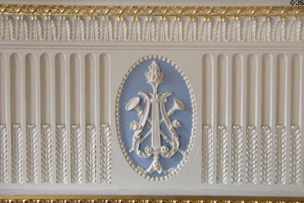 William Adam design on North drawing room fireplace at Duff House. Banff, Scotland.