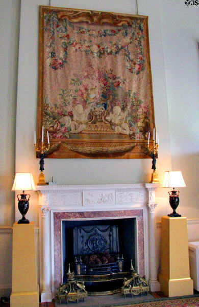 Gobelins Tapestry over Adamesque chimneypiece in great drawing room at Duff House. Banff, Scotland.