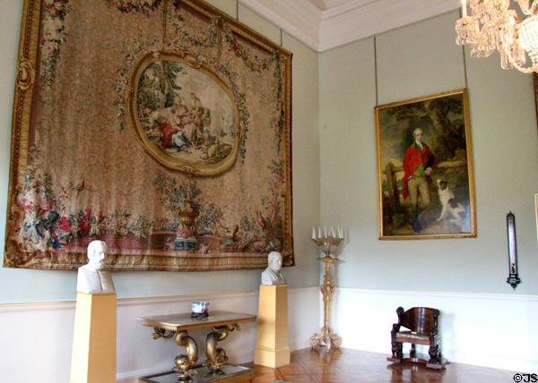Gobelins Tapestry beside Gainsborough painting in great drawing room at Duff House. Banff, Scotland.
