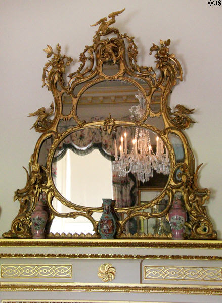 Rococo mirror with mythical Japanese Ho-o birds in Countess Agnes's Boudoir at Duff House. Banff, Scotland.