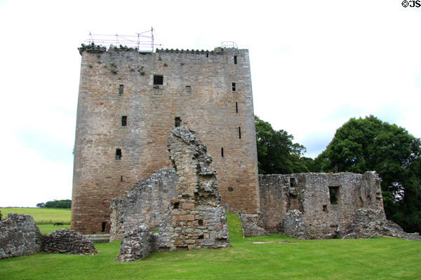 David's Tower at Spynie Palace seen from East Gate. Elgin, Scotland.