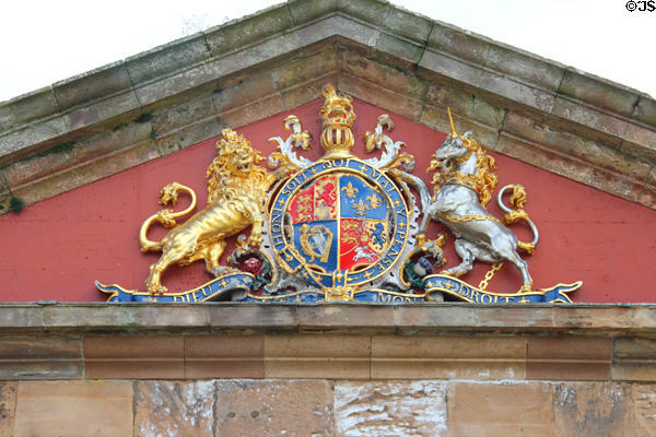 Royal crest above entrance to Fort George. Fort George, Scotland.