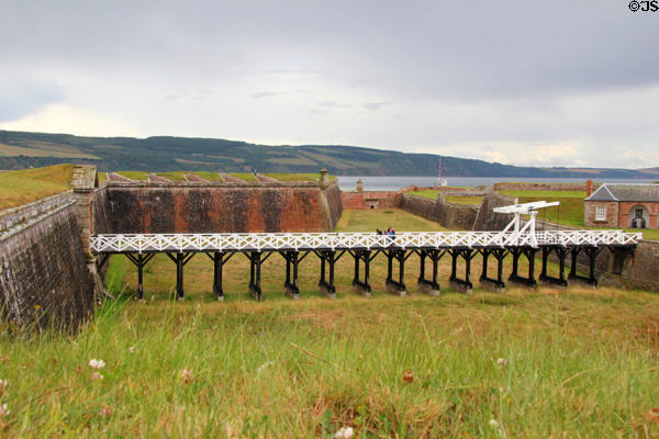 Bridge across ditch protecting Fort George. Fort George, Scotland.
