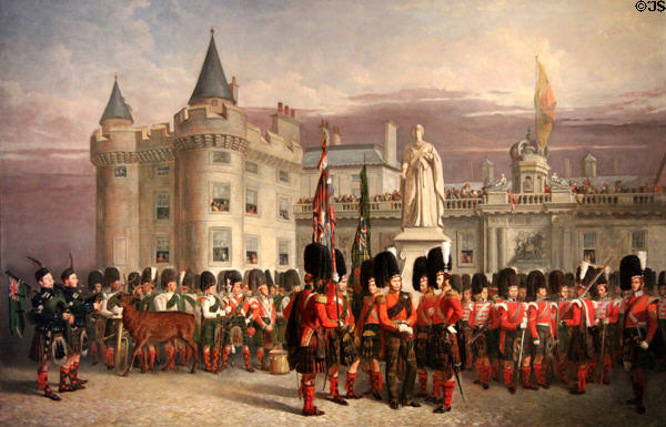 Guard of Honour of 79th Regiment at Holyrood House painting (1852) by R.R, McIan at Fort George Highlanders' Museum. Fort George, Scotland.