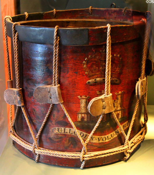 Regimental drum of Culloden Volunteers (1798) at Fort George Highlanders' Museum. Fort George, Scotland.