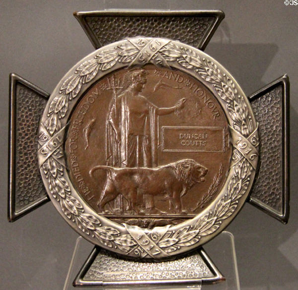 Memorial Plaque for Highlander killed in World War I at Fort George Highlanders' Museum. Fort George, Scotland.