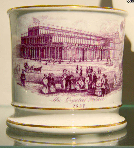 Mug with transfer print of Crystal Palace (c1851) at Coalport China Museum. Ironbridge, England.