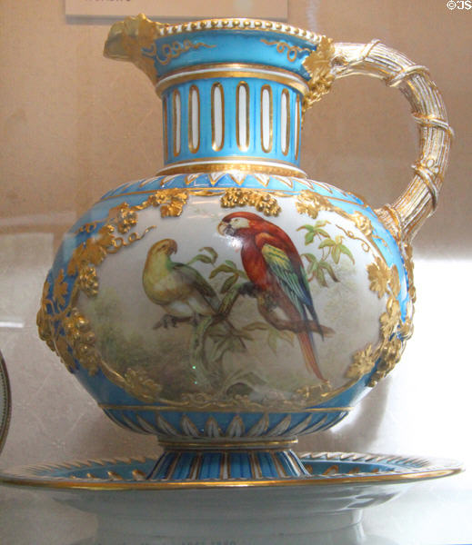 Jug & dish painted by John Randall (c1850-60) at Coalport China Museum. Ironbridge, England.